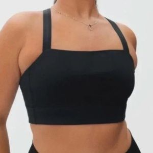 Everlane The Perform Square Neck Cross Back Crop Top Sports Bra NWOT